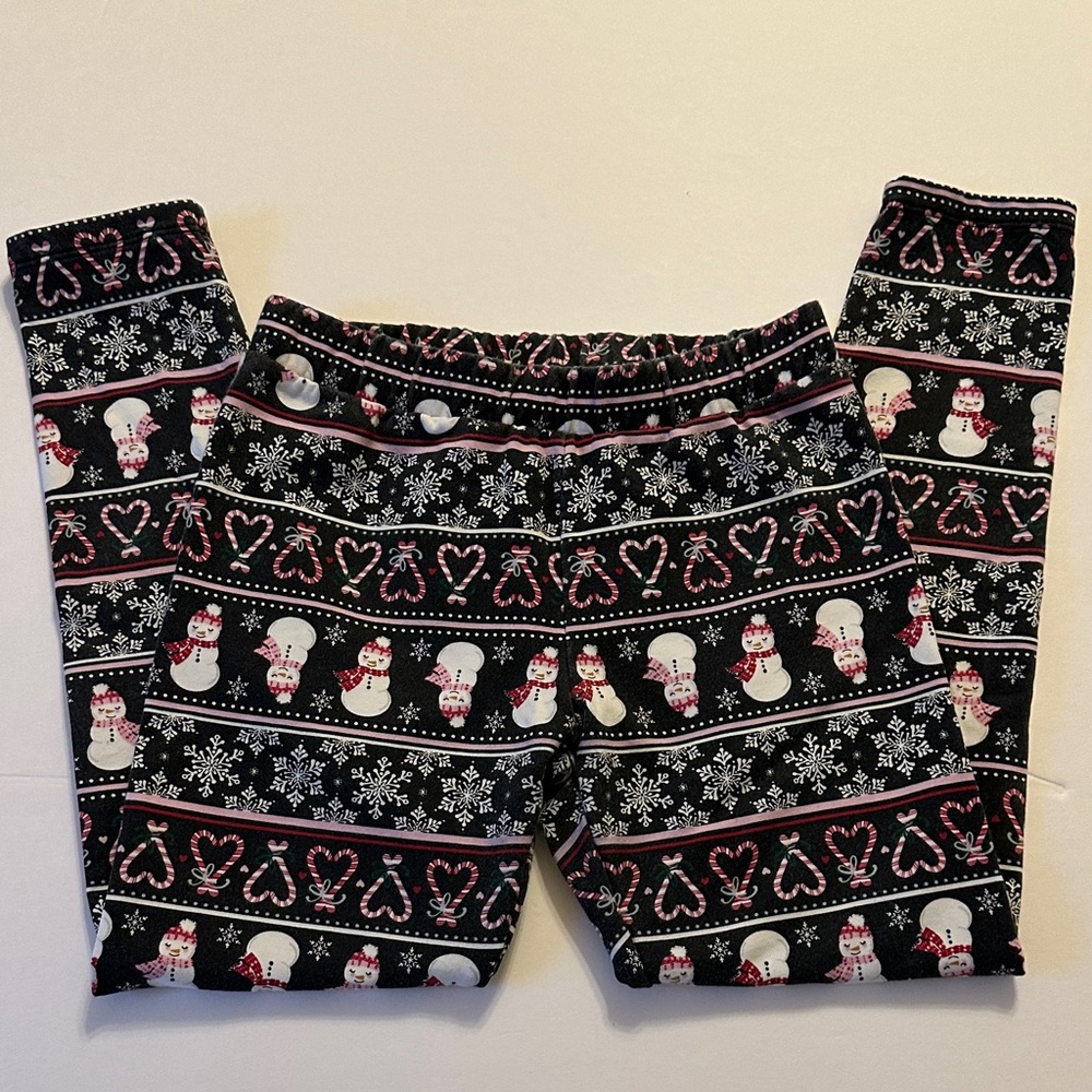 Place Black Snowman and Heart leggings, Size 10/12